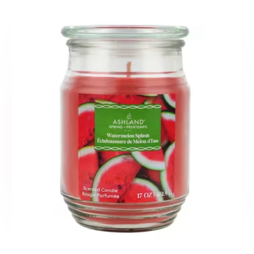 Ashland, Watermelon Splash, Glass Scented Candle w/ Lid, Size 17 oz NEW
